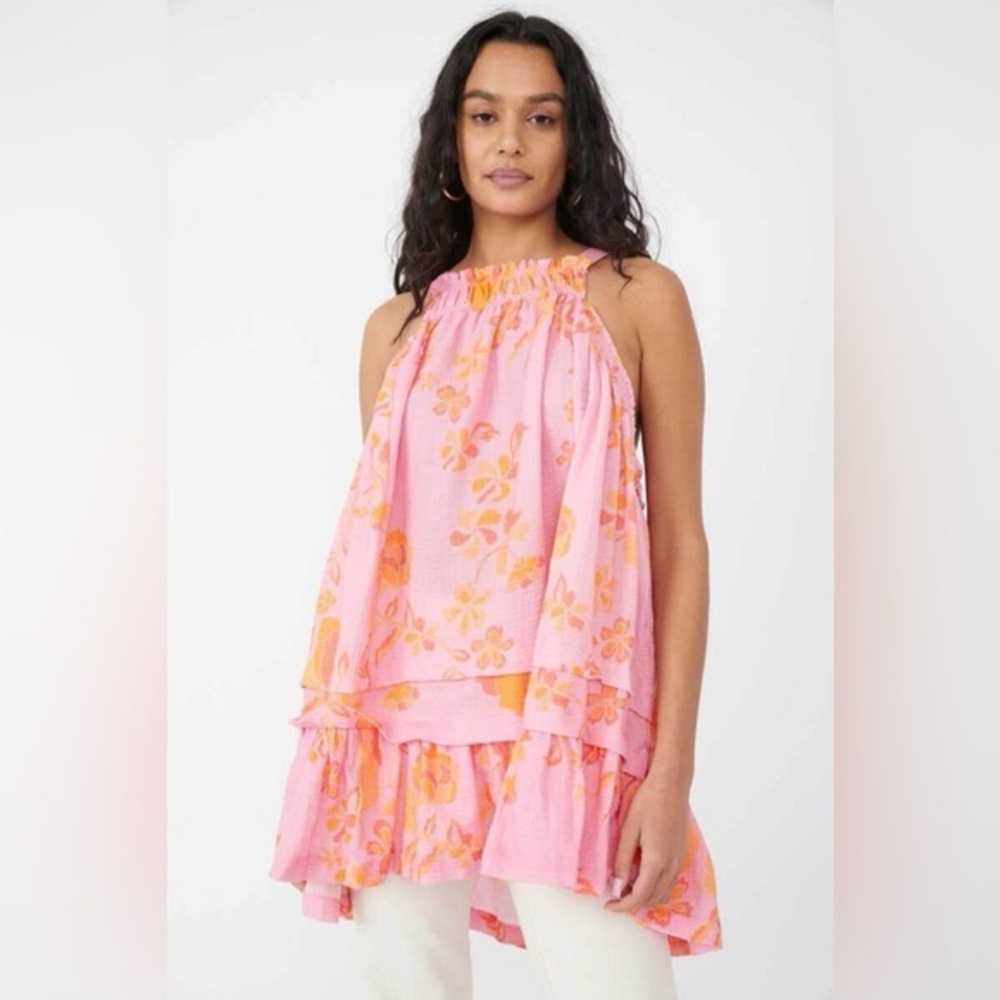 <3 Free People Fleur Printed Tunic Size L